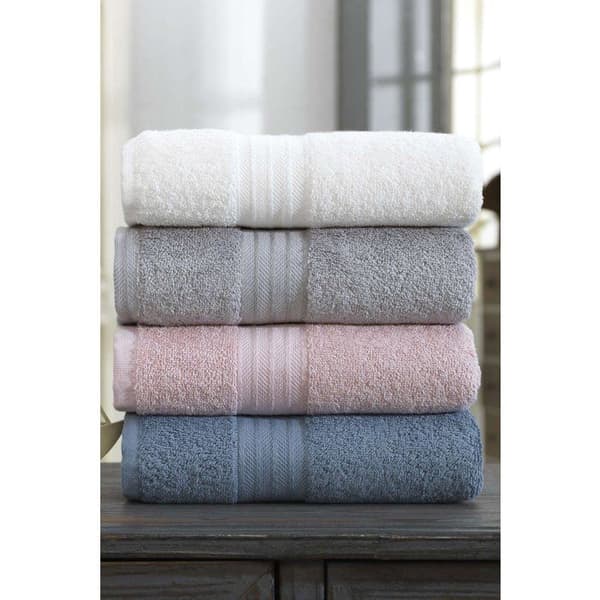 Set med 4 handdukar - 50 x 85 cm - Vit, Grå, Rosa, Blå