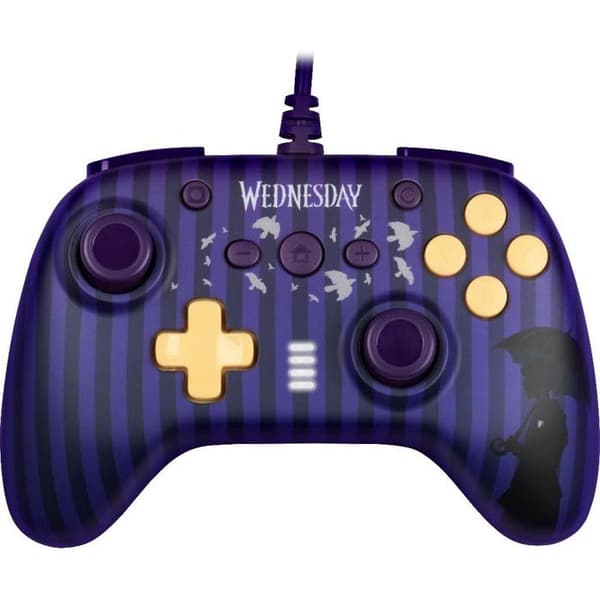 Gamepad - Nintendo Switch/Switch 2 og PC - Wednesday - Kablet - Lilla og sort - Skridsikre greb