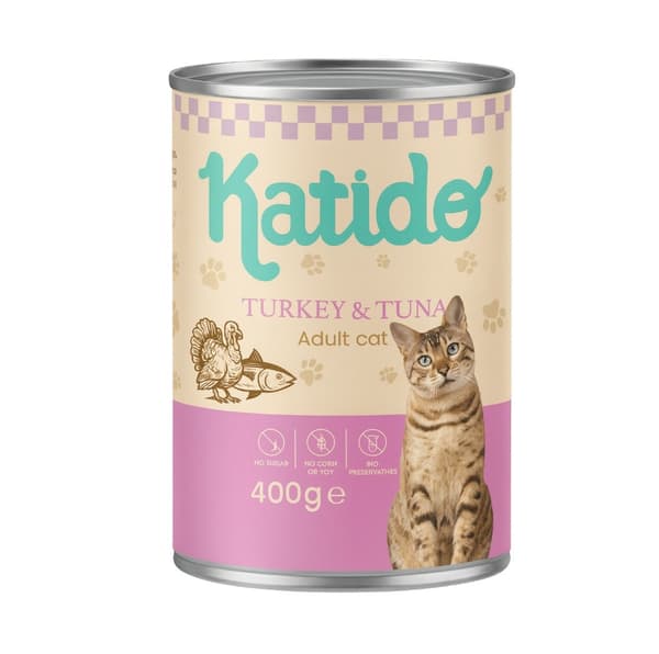 KATIDO Kalkun med tun - vådfoder til katte - 400 g