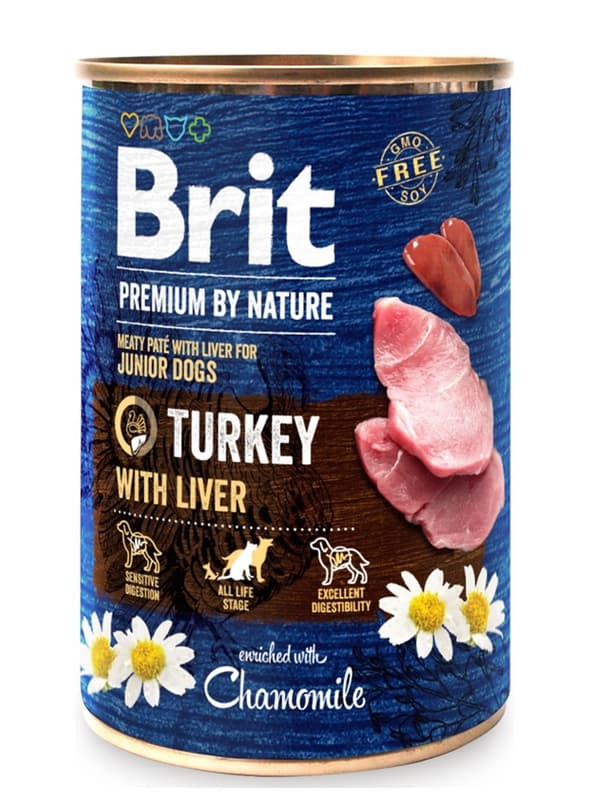 BRIT Premium by nature Junior Kalkun med Lever - vådfoder til hunde - 400 g
