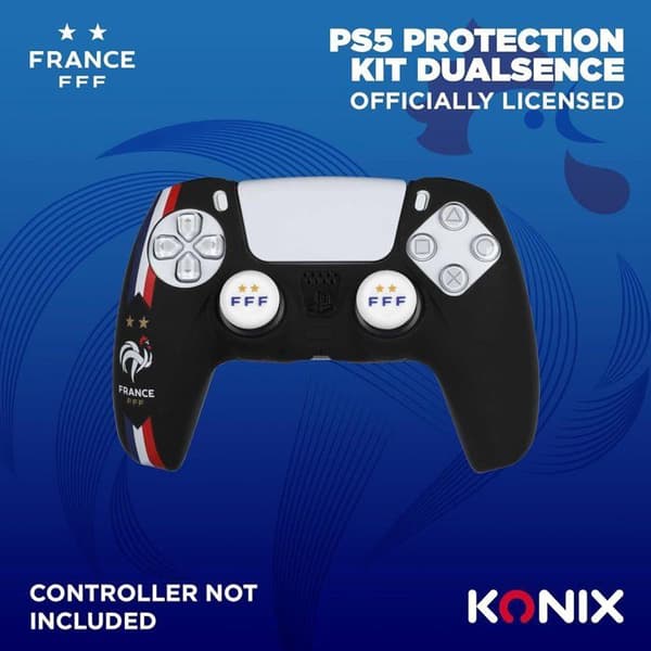 Beskyttelsesetui til DualSense PS5 Controller - Konix - FFF - Silikone - Tommelfingerstøtte - Sort