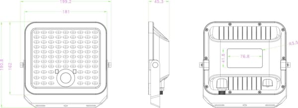 Solcellsdriven LED-strålkastare - GALIX - G2612 - 2000 Lumen - Rörelsesensor och kontrollpanel