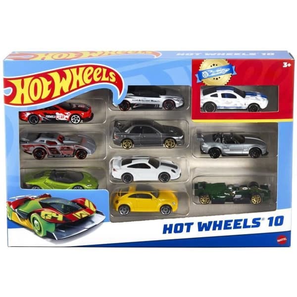 HOT WHEELS - Sæt med 10 biler - Tilfældig model
