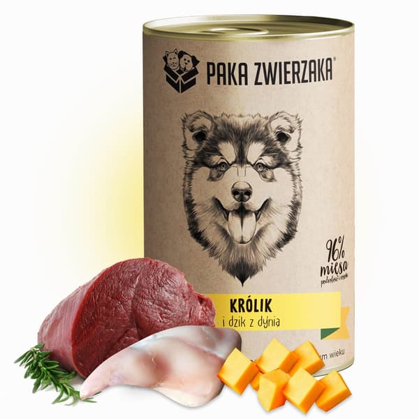 PAKA ZWIERZAKA Kanin og vildsvin med græskar - vådfoder til hunde - 400 g