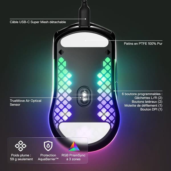 Aerox 3 (2022) Onyx PC-mus - Trådløs - STEELSERIES - Sort