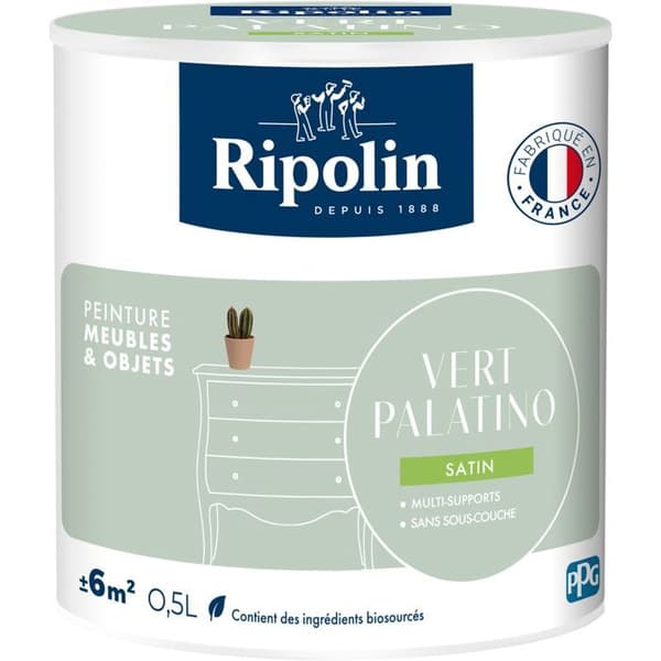 Möbel- och objektfärg - Palatinogrön - Satinfinish - Ripolin - 0,5L