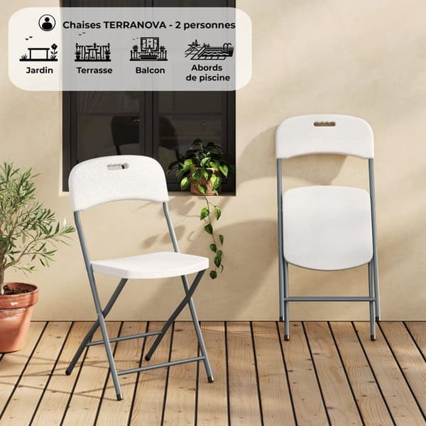 Set med 2 fällstolar - pulverlackerad stålram - 42 x 42 x 87 cm - Stålrör Ø 19 x 1 mm