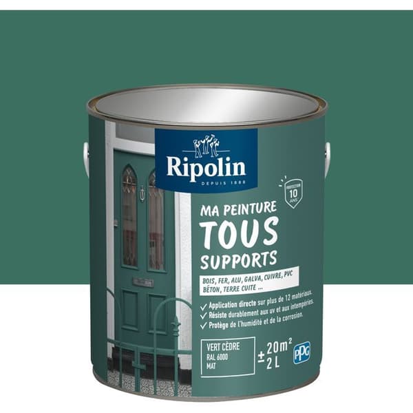 Monikäyttömaali - Setrivihreä - RAL 6000 - Matta - Ripolin - 2L