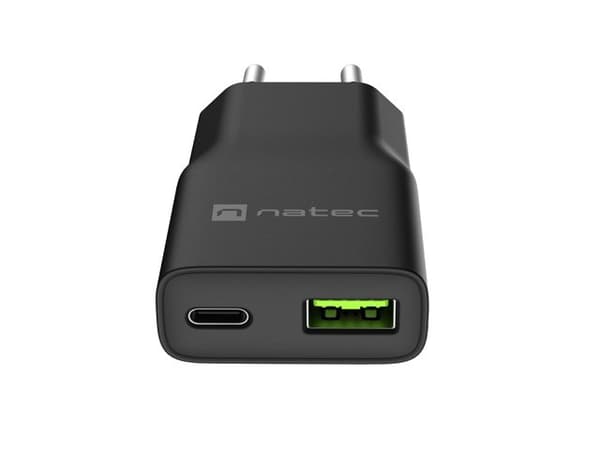 NATEC RIBERA GAN SLIM NETOPLADER 1× USB-A + 1× USB-C 20W SORT