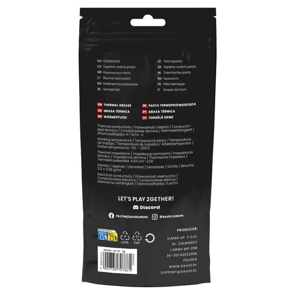 Savio TG-01 2G kølepladeforbindelse Termisk pasta 4,7 W/m·K