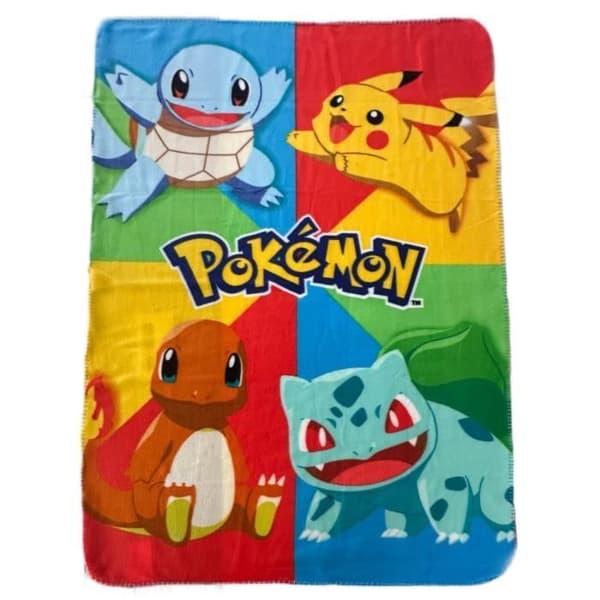 Pläd - POKEMON - Starter och Pikachu - 100 x 140 cm
