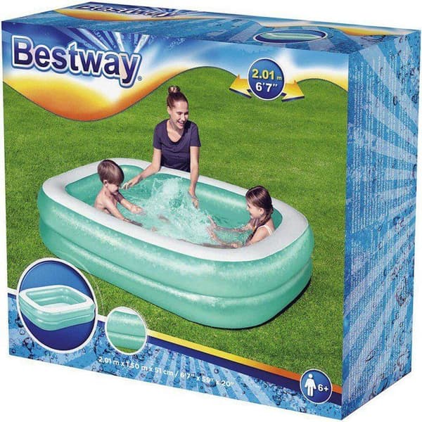 Bestway Oppustelig Børnepool - Rektangulær - 201 x 150 x 51 cm - Blå