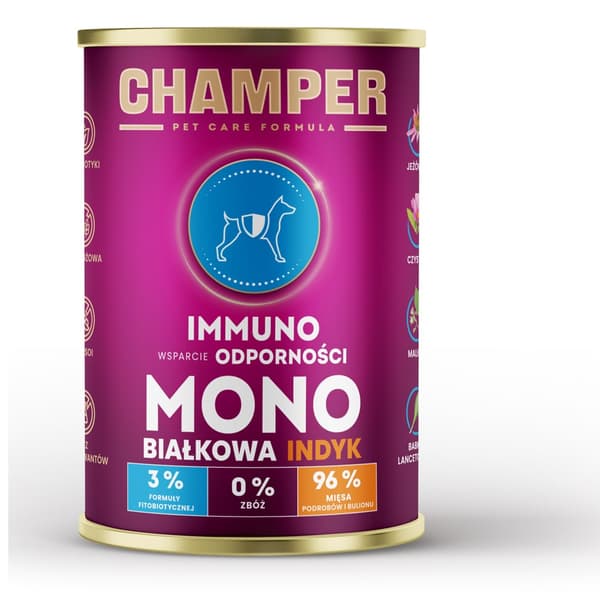CHAMPER Immuno Monoprotein Kalkun - vådfoder til hunde - 400 g