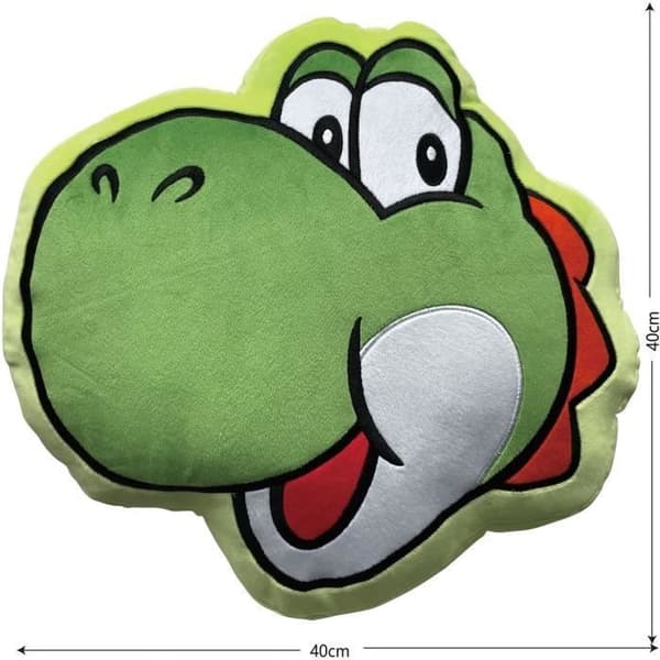 3D-kudde - MARIO BROS - Yoshi-ansikte - Mikrofiber - 40 cm