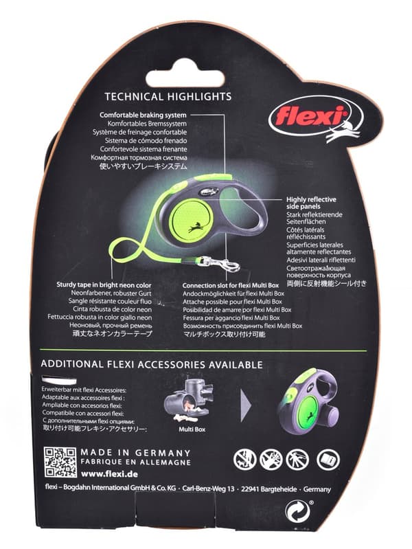 FLEXI New Neon M - utdragbart koppel - 5 m