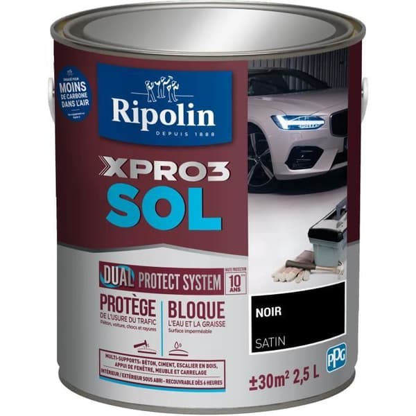 Lattiamaali - RIPOLIN - Musta - Matta - 2,5L