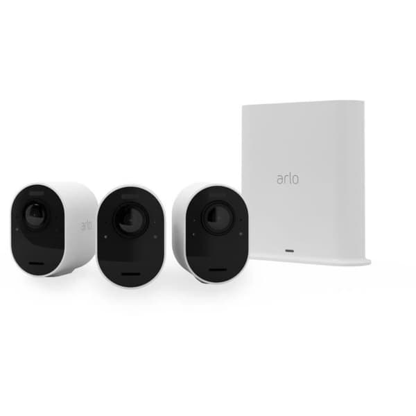 Arlo Ultra 2 - 3-pack trådlösa Wi-Fi-säkerhetskameror - Vit - 4K - 6 månaders batteritid - 180° synfält