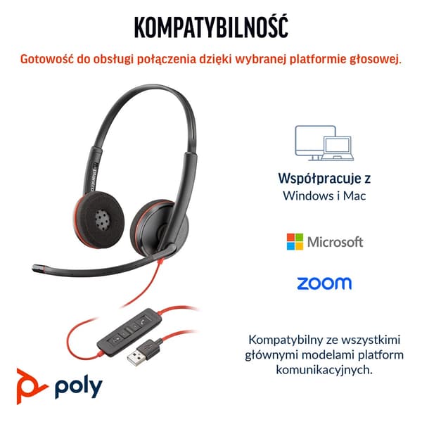 HP Poly Blackwire 3220 stereo USB-C-headset + USB-C/A-adapter