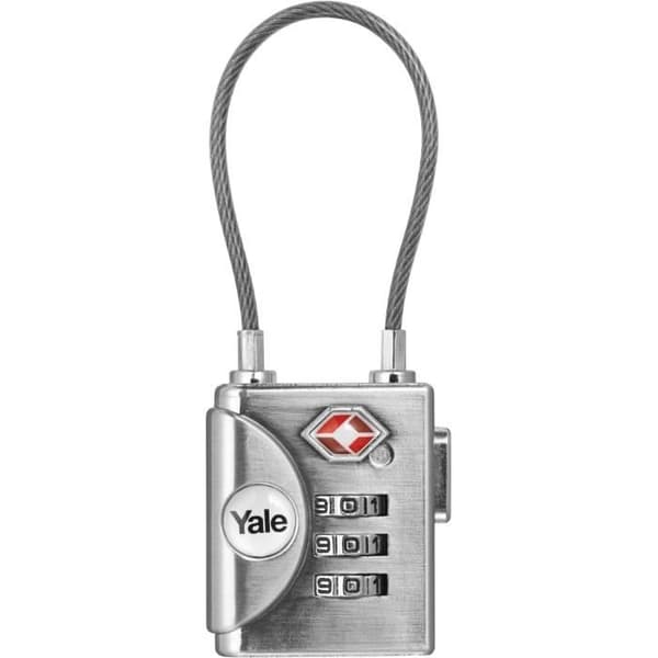 YALE TSA-kabellås med kombinationskode - Programmerbar 3 cifre - til kuffert og bagage