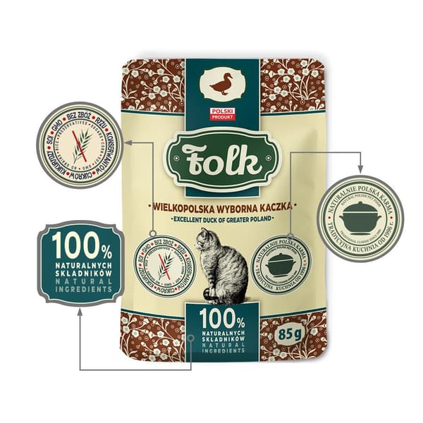 FOLK Excelent and fra Storpolen - vådfoder til katte - 85 g