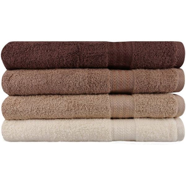 Sæt med 4 badehåndklæder - 70 x 140 cm - Creme