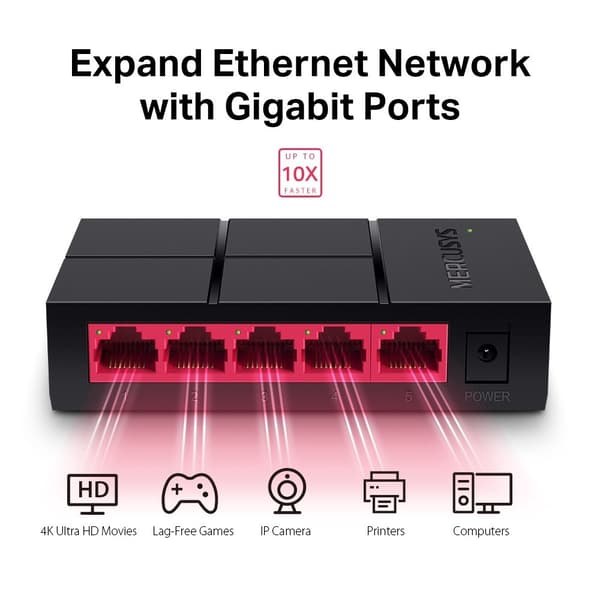 Mercusys 5-portars 10/100/1 000 Mbit/s stationär switch