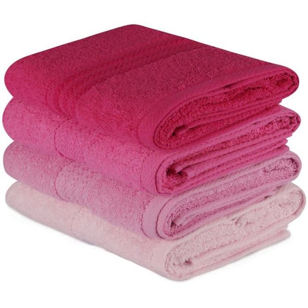 Set med 4 handdukar - 50 x 90 cm - Rosa