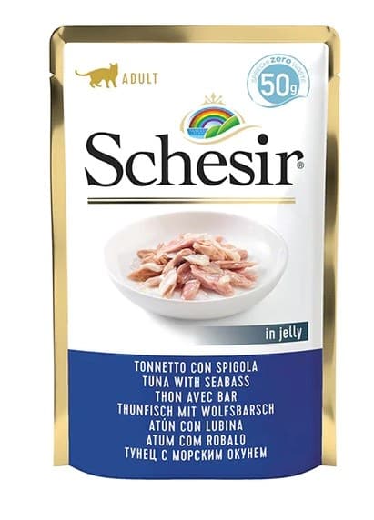 SCHESIR Tonfisk i gelé med havsabborre - våtfoder för katter - 50 g