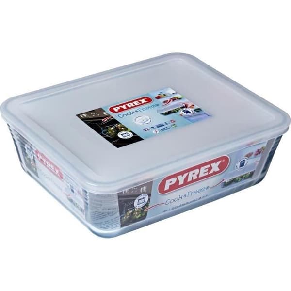 PYREX - 244P000 / 7043 - Rektangulär form med lock - 27 cm * 22 cm - Pyrex Cook & Freeze