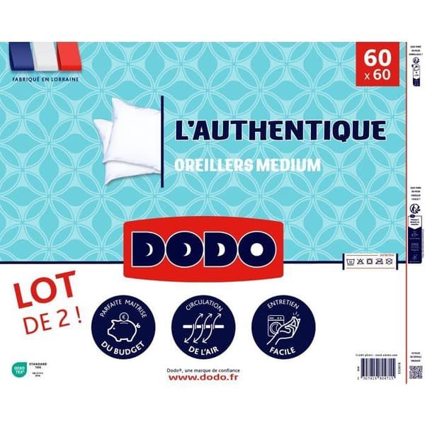 DODO Set med 2 medelstora kuddar - THE AUTHENTIC - 60 x 60 cm - Vit