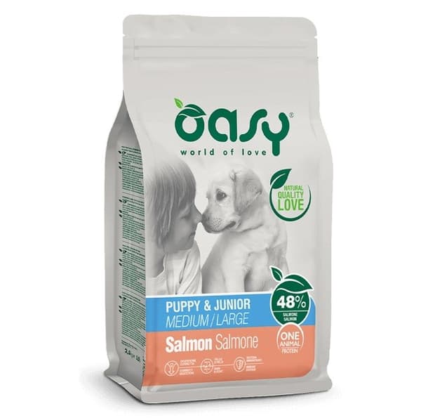 OASY One Animal Protein Puppy & Junior Medium/Stor Lax - torrfoder för hundar - 12 kg