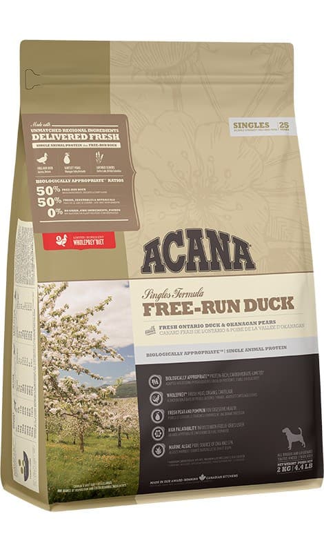 ACANA Singles Free-Run Duck - torrfoder för hundar - 2 kg