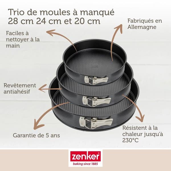 Sæt med 3 runde springforme - ZENKER - Sort Metallic - 20, 24 og 28 cm