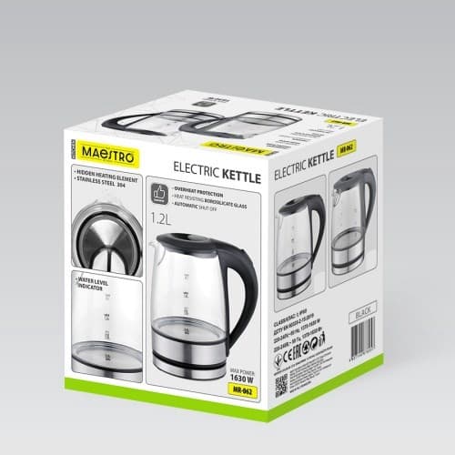 Maestro MR-062 - Sort Glas Elkedel 1,2 L