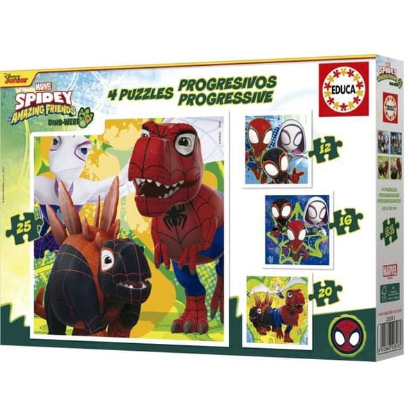 Progressiva pussel - EDUCA - Dino Spidey - 12+16+20+25 bitar