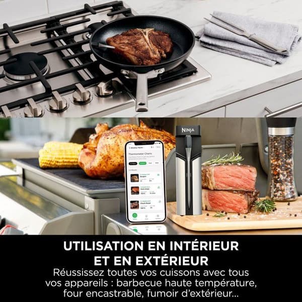 NINJA Connected Termometer Probe - WP100EU - Trådlös ProChef - Bluetooth/Wi-Fi-spårning - För matlagning och grillning