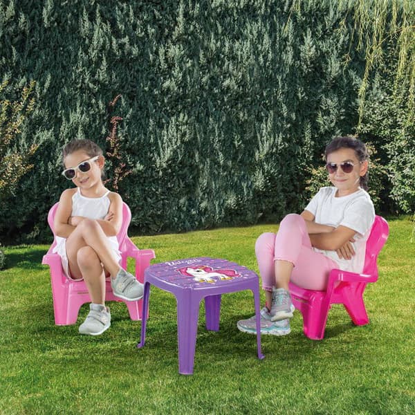 Dolu Enhörning Rosa Bord med Stolar