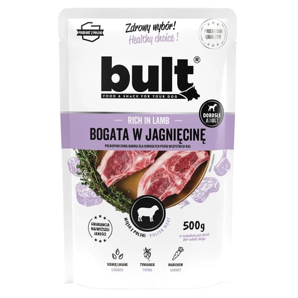 BULT Rig på lam – vådfoder til hunde – 500 g