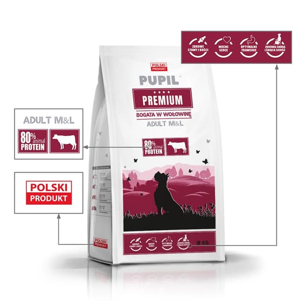 PUPIL Premium mellemstore og store racer - tørfoder til hunde - 12 kg
