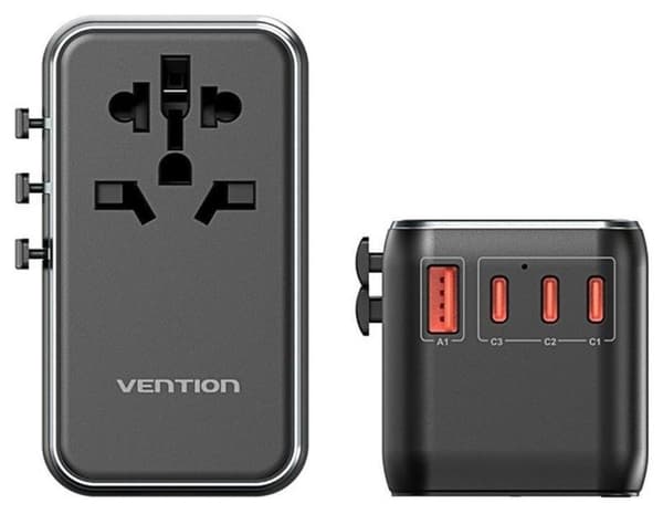 Adapter med Vention 100W laddare 1xUSB-A 3xUSB-C