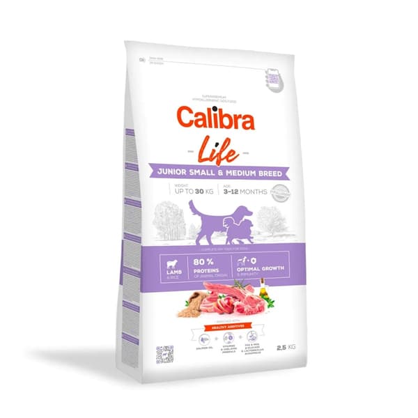 CALIBRA Dog Life Junior Small & Medium Breed Lam - tørfoder til hunde - 2,5 kg