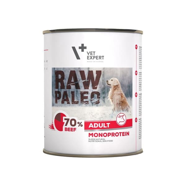 VETEXPERT Raw Paleo Adult Monoprotein Oksekød - vådfoder til hunde - 800 g