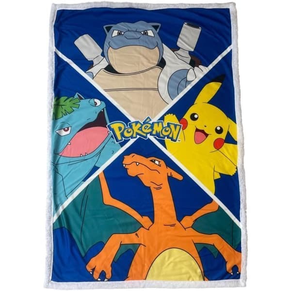 Sherpa tæppe - POKEMON - Evolutions Pokemon Let's Go - 100 x 150 cm