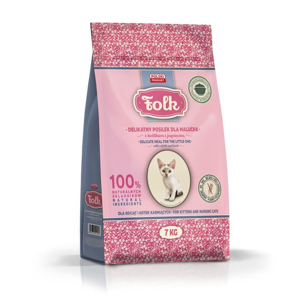 FOLK Mild måltid för kattungar med kanin och lamm - torrfoder för katter - 7 kg