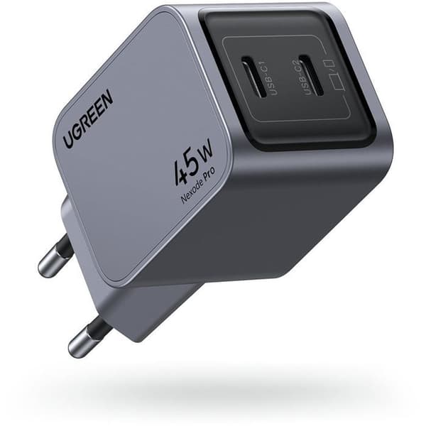UGREEN AC-adapter - GaN 2 USB-C porte - 45W - Grå