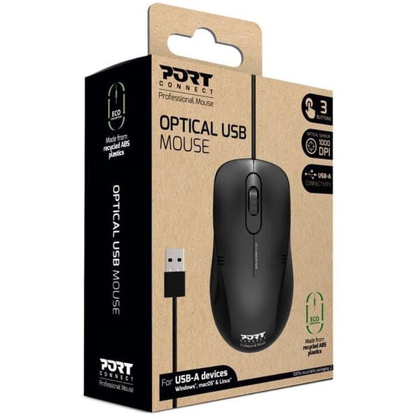 Kablet mus - PORT Designs - 900400-PRO - USB-A - Sort