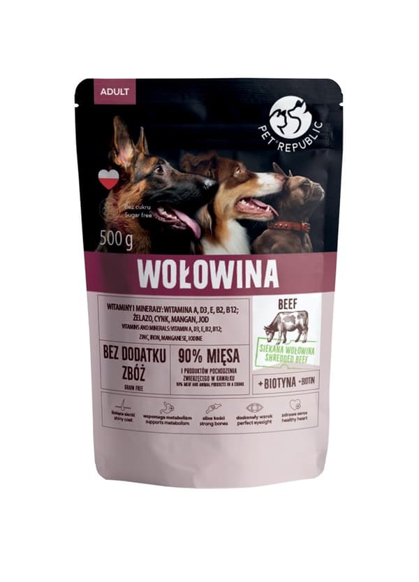 PET REPUBLIC Adult Oksekød - vådfoder til hunde - 500 g