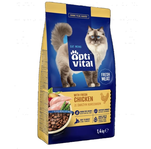 OPTIVITAL Med färsk kyckling - torrfoder för katter - 1,4 kg