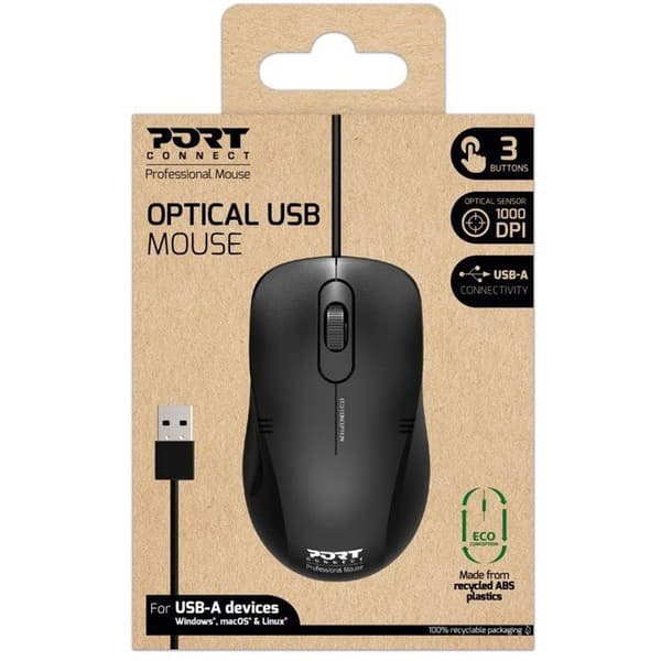 Kablet mus - PORT Designs - 900400-PRO - USB-A - Sort