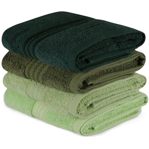 Set med 4 handdukar - 50 x 90 cm - Grön